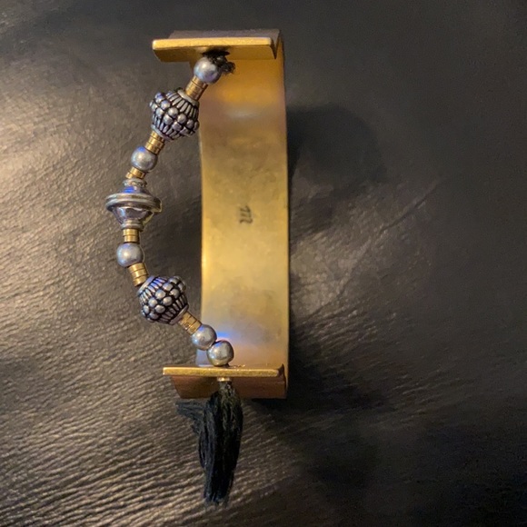 Madewell gold bangle with beads and black tassel - Picture 3 of 4